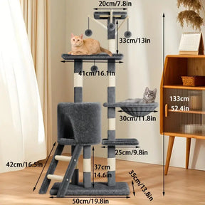 Cat Tree Tower with Scratching Posts and Multiple Platforms, Cozy Cat Condo House
