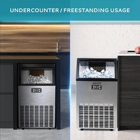 EUHOMY Commercial Ice Maker Machine, 99lbs/24H Stainless Steel Under Counter ice Machine with 33lbs Ice Storage Capacity, Freestanding Ice Maker.