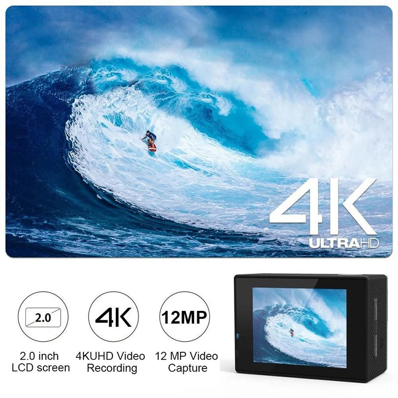 Action Camera Ultra HD 4K/30fps WiFi 2.0-inch 170D Underwater Waterproof Helmet Cam