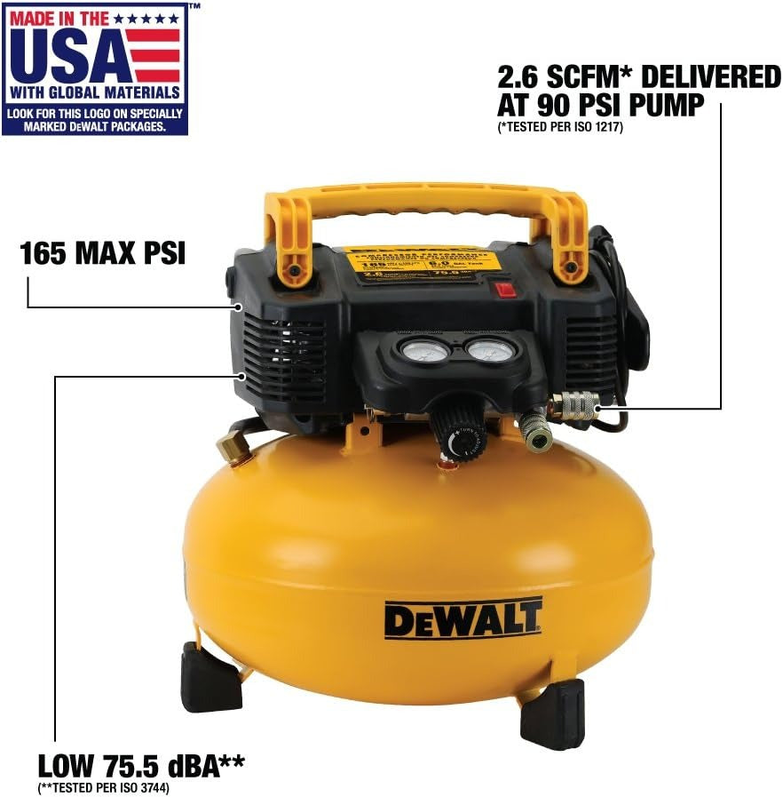 DEWALT Pancake Air Compressor, 6 Gallon, 165 PSI (DWFP55126),Multi