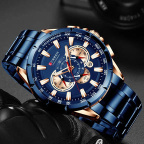 Curren Men’s Watches Luxury Chronograph Quartz Men Watch Waterproof Sport Wrist Watch Men Stainless Steel