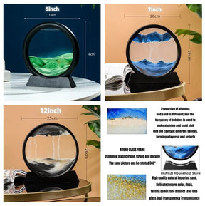 3D Moving Sand Art Picture Round Glass Deep Sea flowing Sand Painting