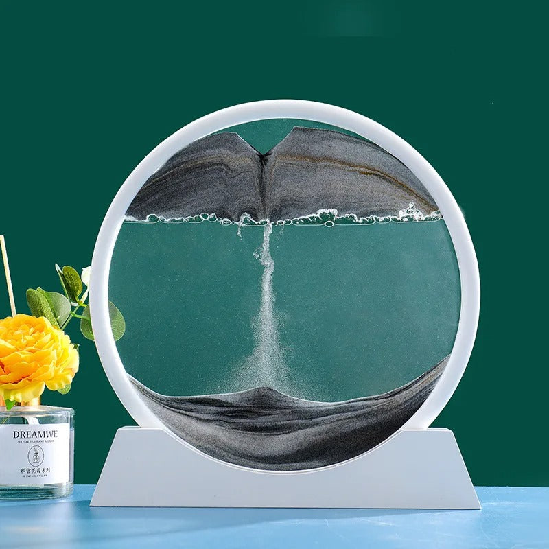 3D Moving Sand Art Picture Round Glass Deep Sea flowing Sand Painting