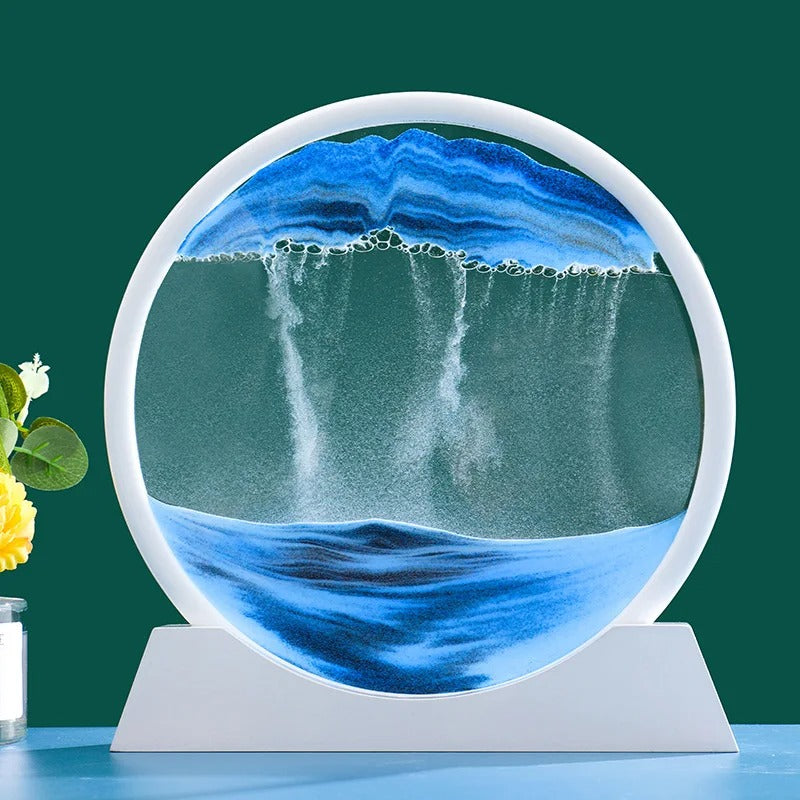 3D Moving Sand Art Picture Round Glass Deep Sea flowing Sand Painting