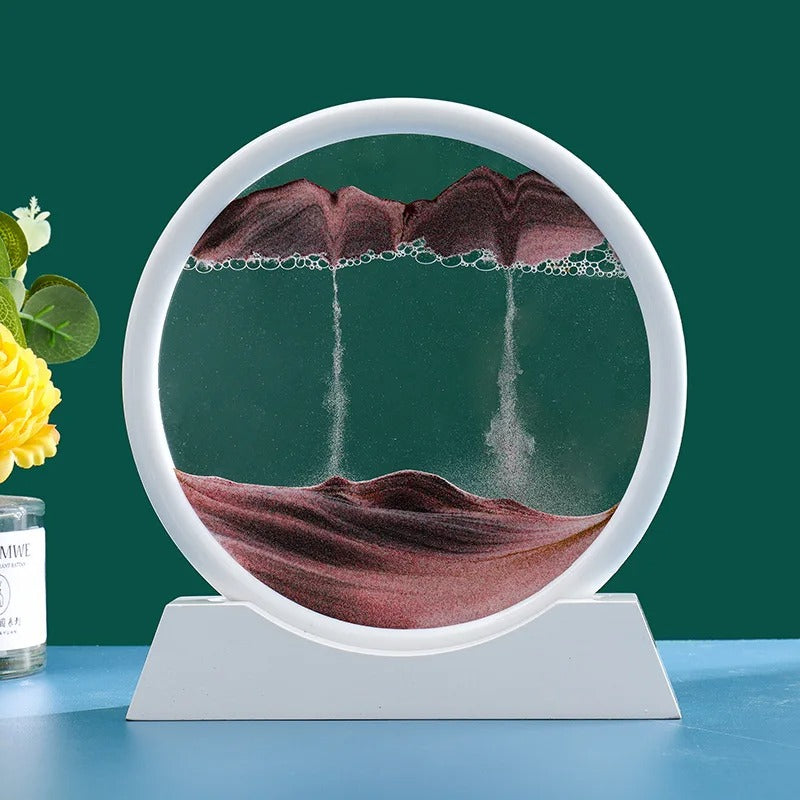 3D Moving Sand Art Picture Round Glass Deep Sea flowing Sand Painting