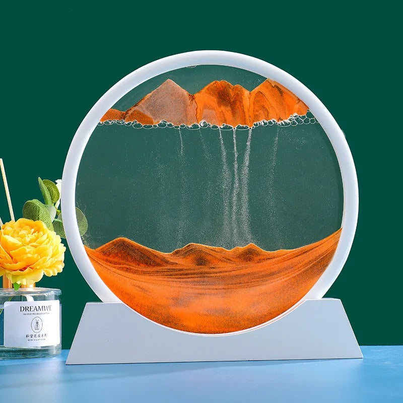 3D Moving Sand Art Picture Round Glass Deep Sea flowing Sand Painting